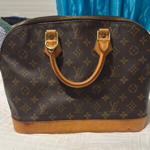 Louis Vuitton Brown Monogram Satchel with Gold Hardware